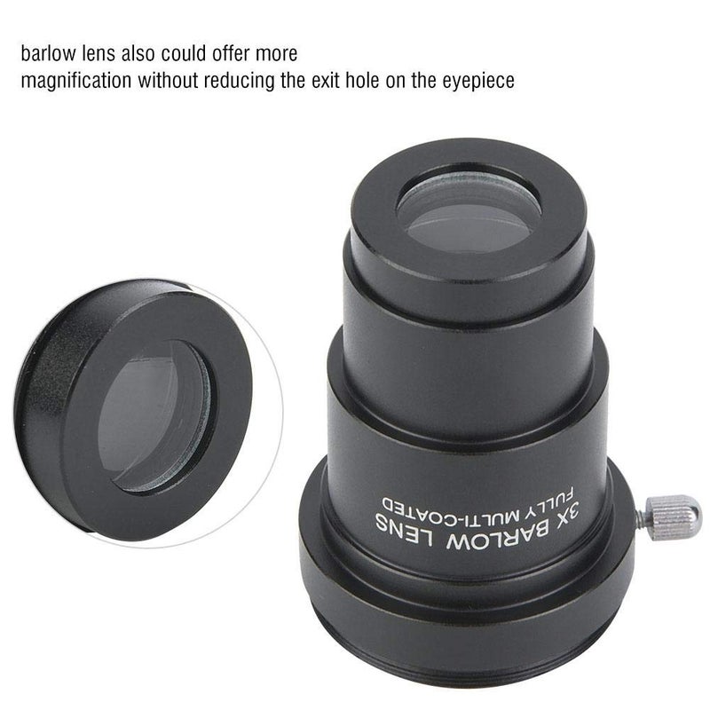 Oumij 3X Barlow Lens, Metal Optical Glass Telescope Barlow Lens, Telescope Accessory, M42x0.75 Thread Interface for 1.25 Inch Astronomical Telescope Eyepieces - Image 3